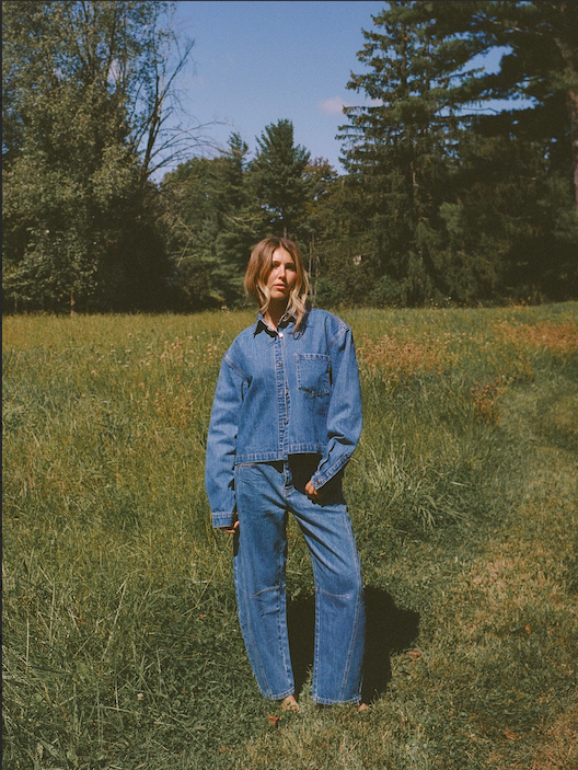 Cropped Long Sleeve Denim Shirt