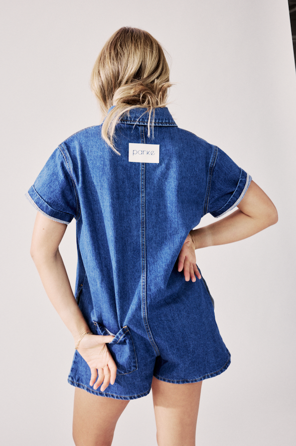 Short Sleeve Denim Romper