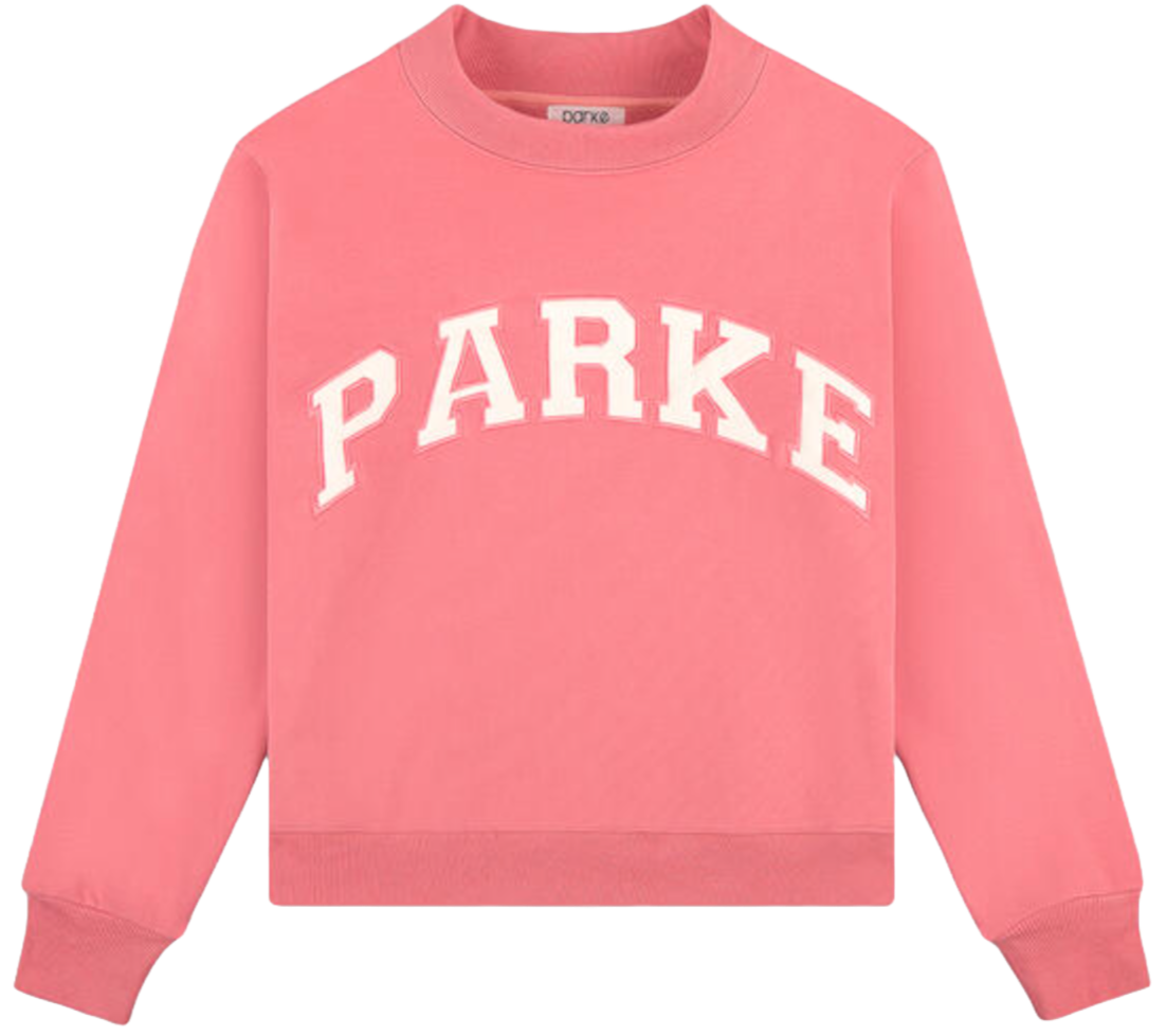 varsity mockneck flat lay -bubblegum + white