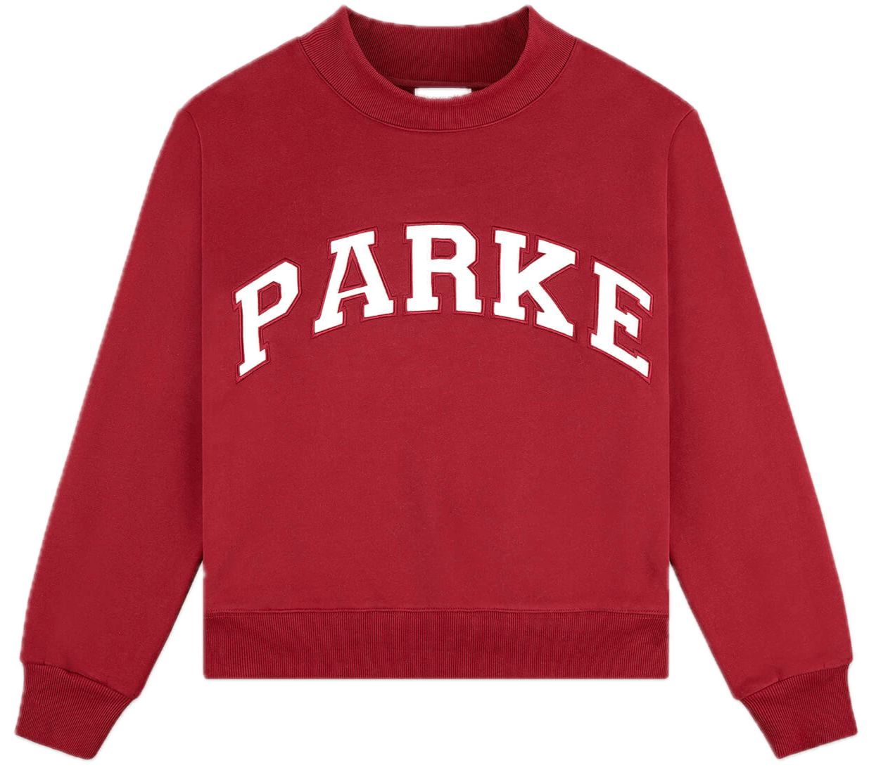 varsity mockneck flat lay -burgundy + white