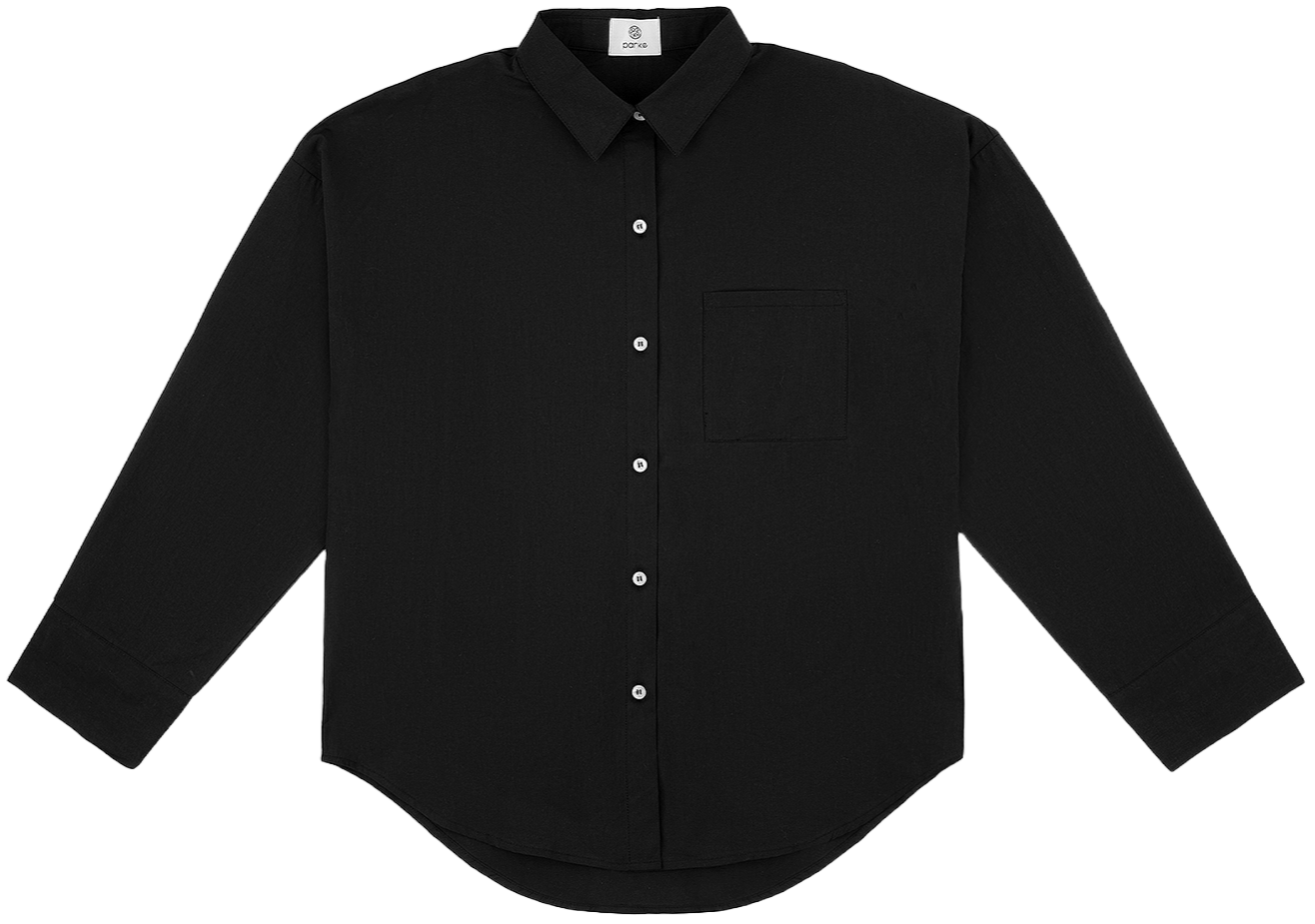 black boyfriend button down flat lay -black