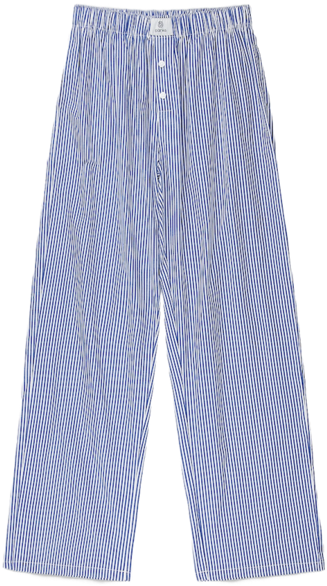 striped boxer pants flat lay - navy stripe