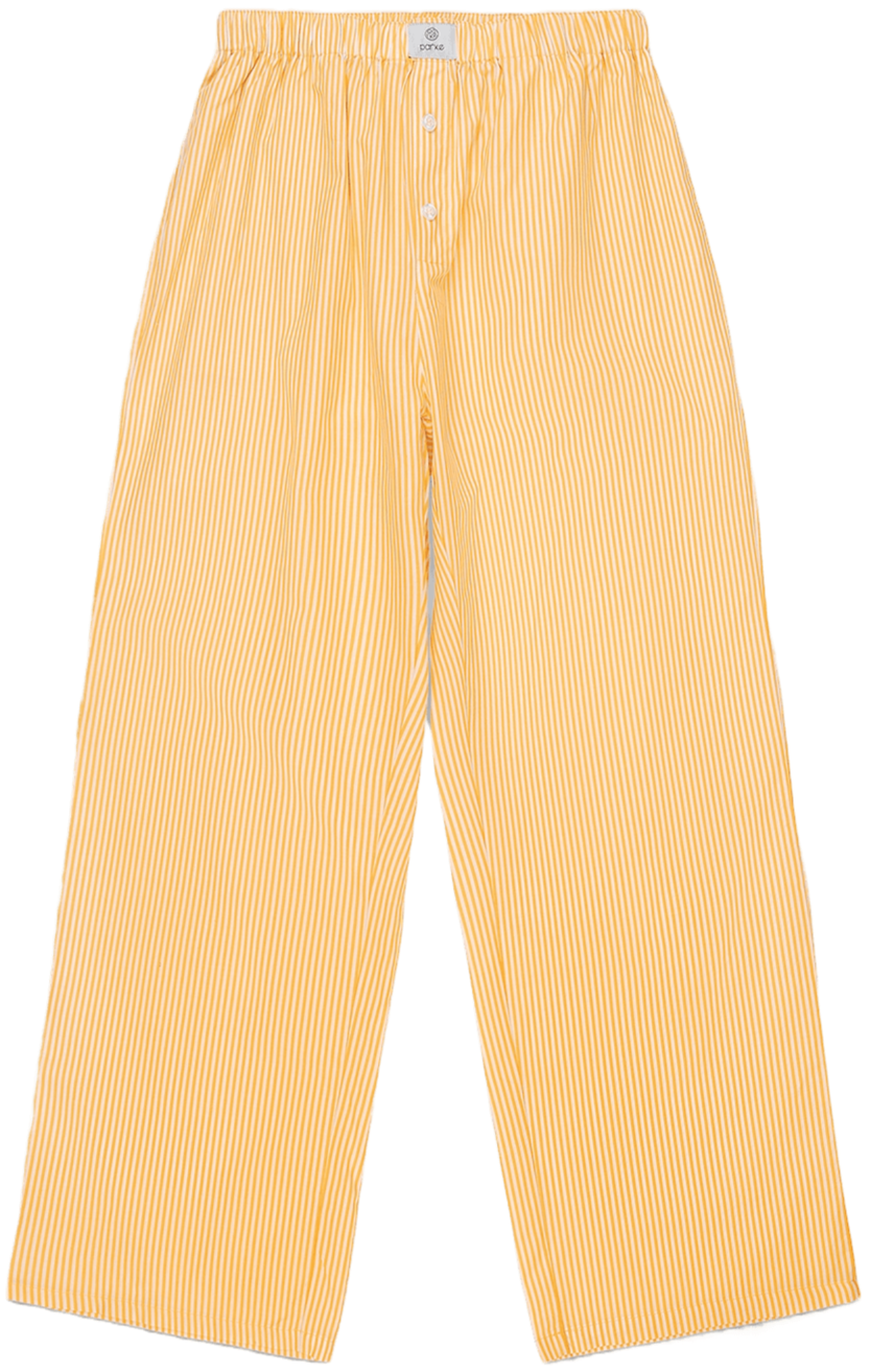 striped boxer pants flat lay - butter stripe