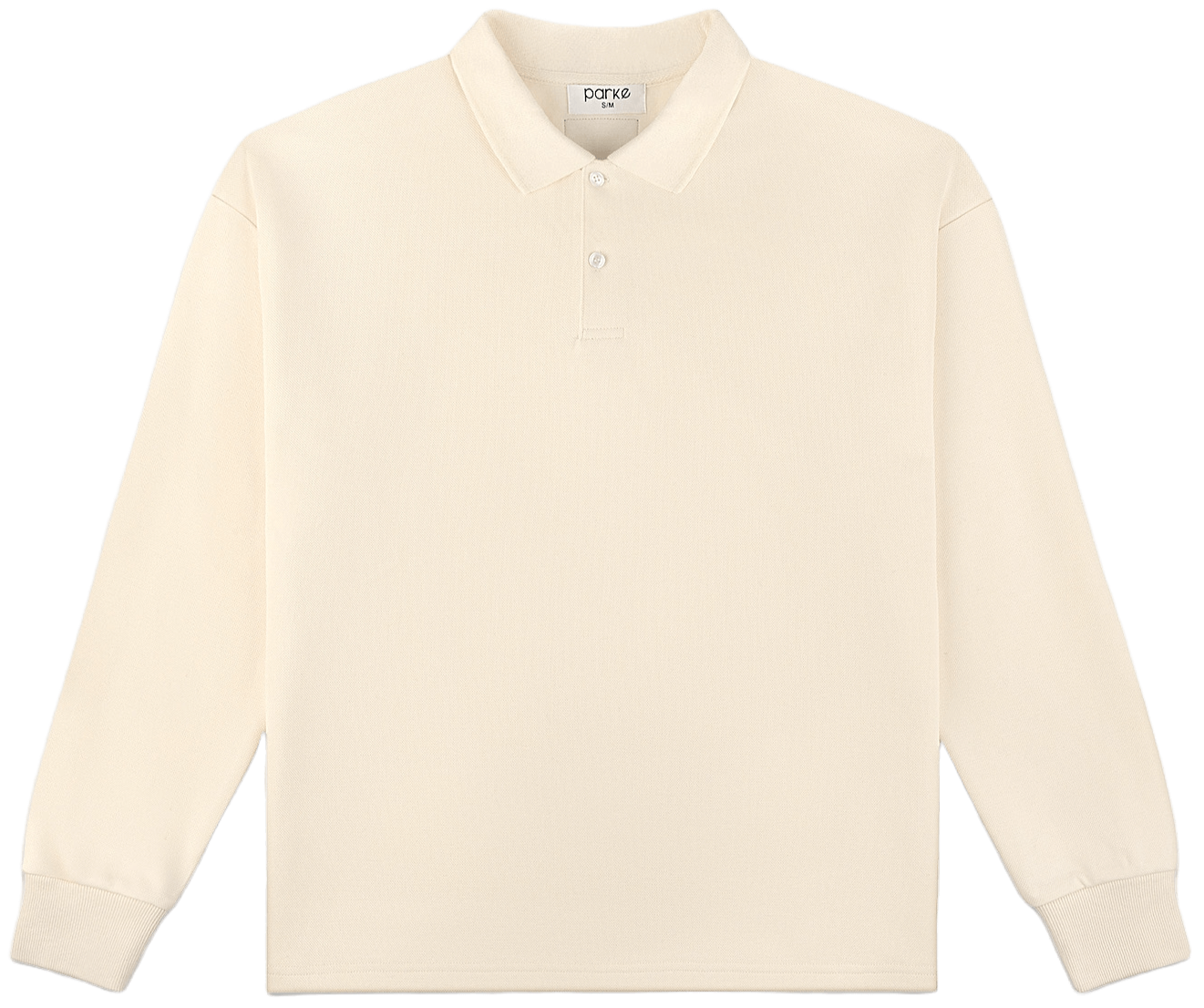 flat lay long sleeve polo - cream