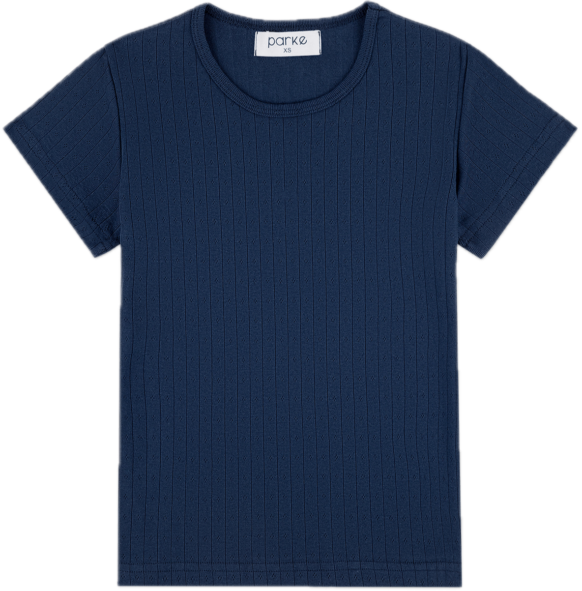 Navy Pointelle Tee flat lay - navy