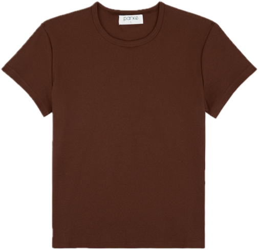 chocolate brown ribbed baby tee - chocolate brown