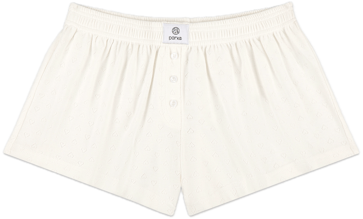 heart pointelle boxer pant flat lay -white