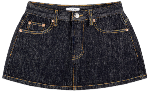 dark wash denim mini skirt flat lay - dark wash