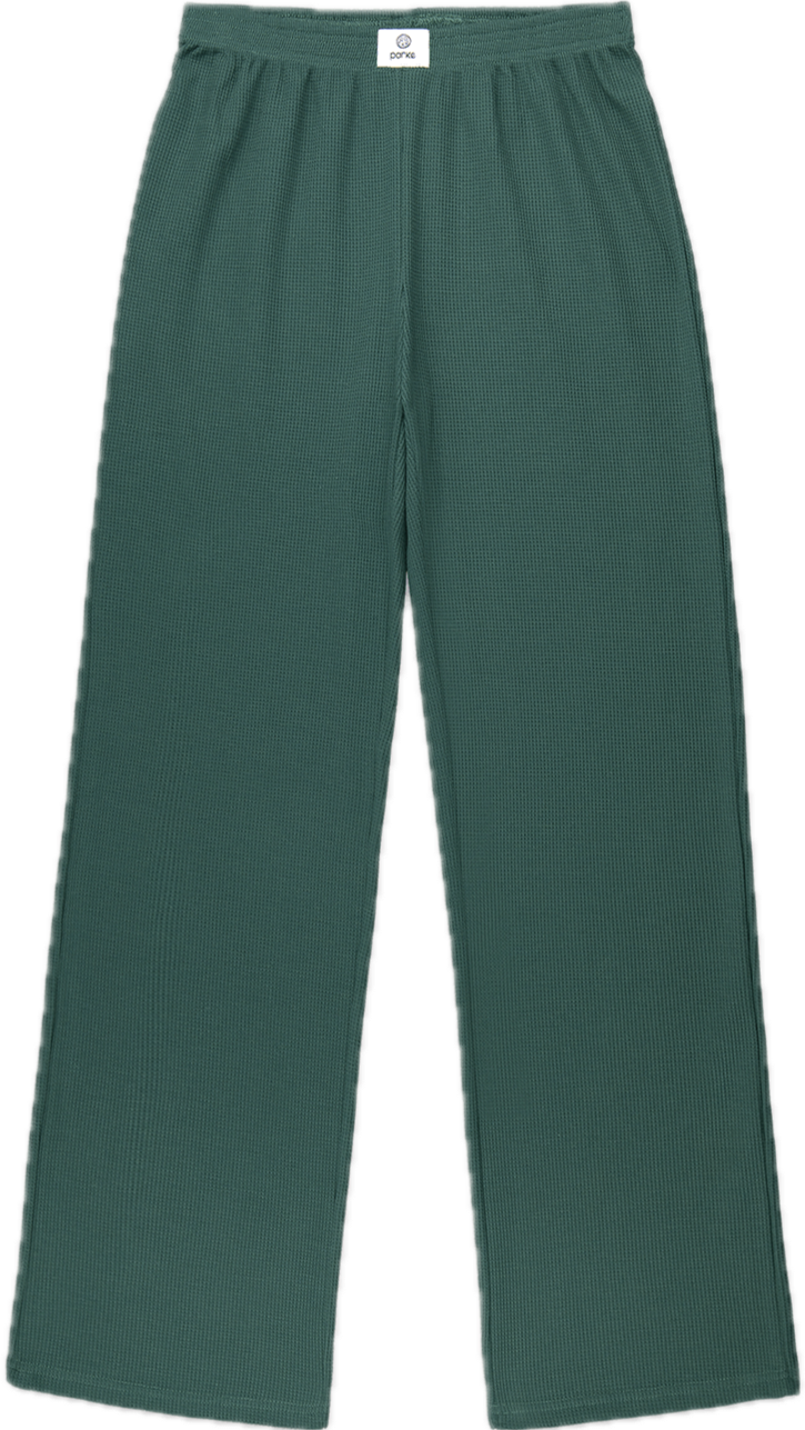 waffle boxer pant flat lay. -evergreen