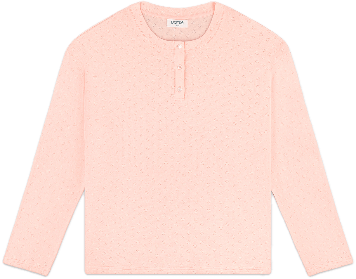 heart pointelle henley flat lay -ballet