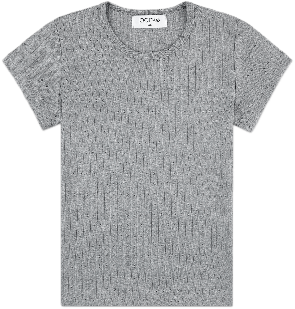 grey pointelle tee flat lay - grey