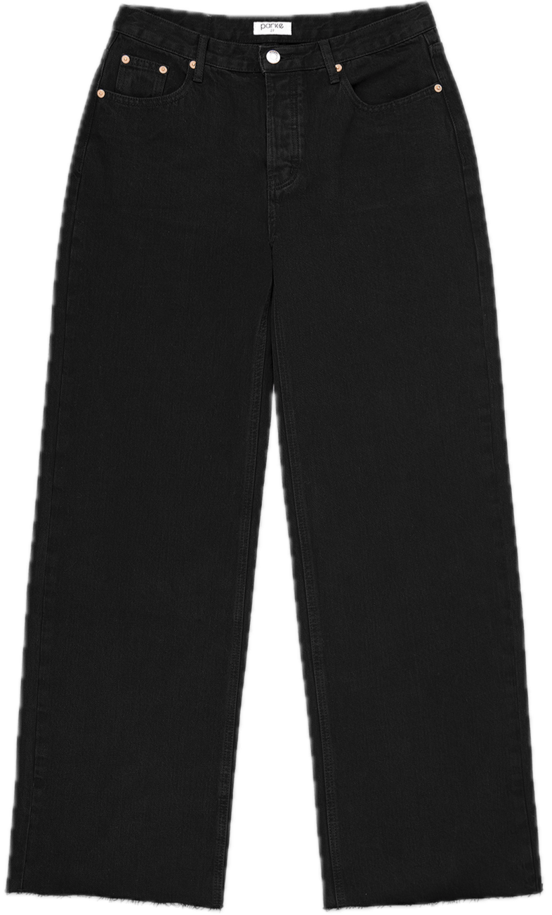 flat lay low rise baggy jean - black