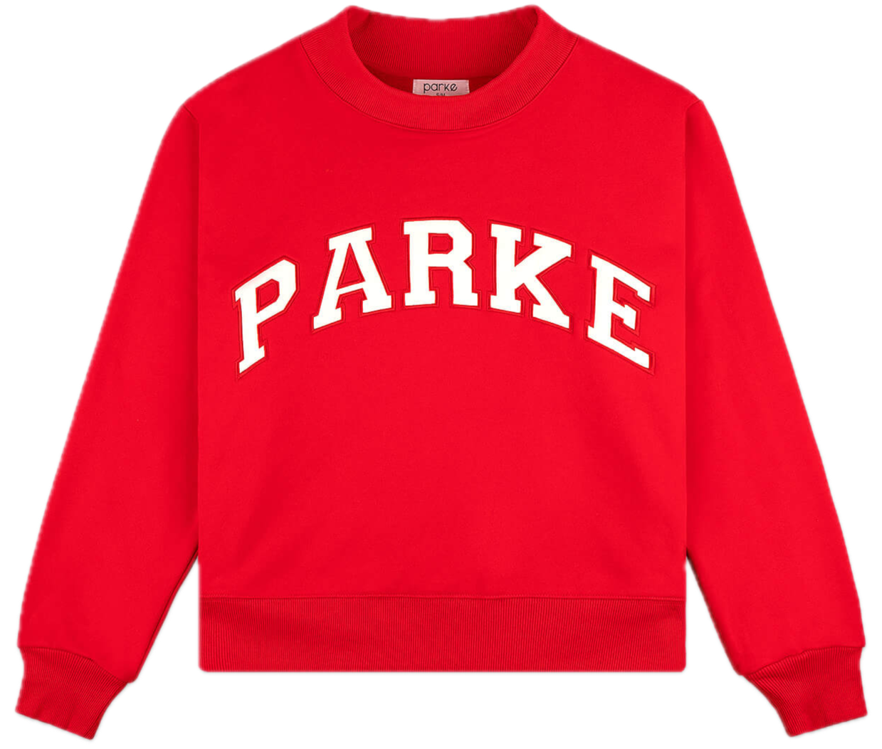 varsity mockneck flat lay -ruby + white