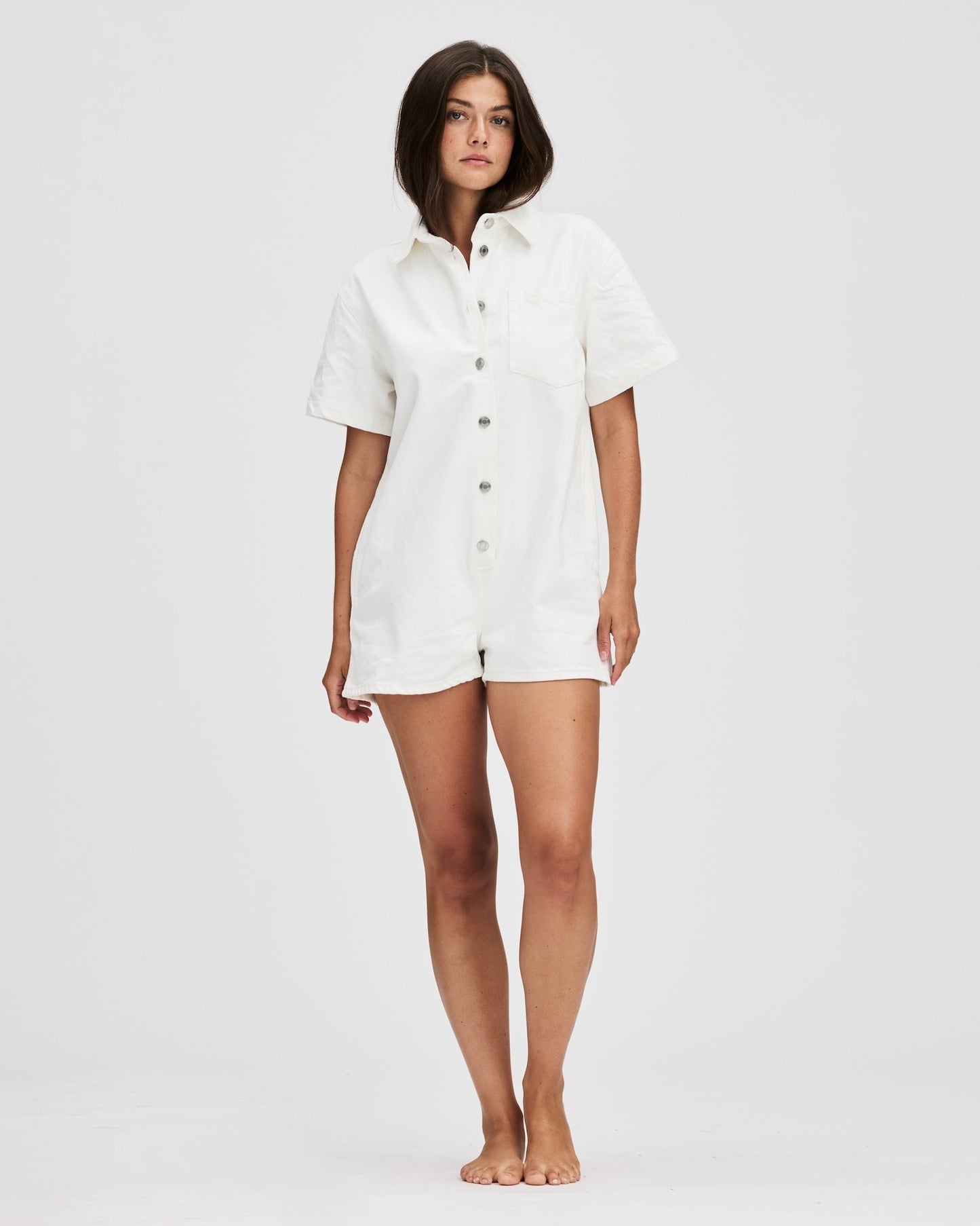 Short Sleeve Denim Romper