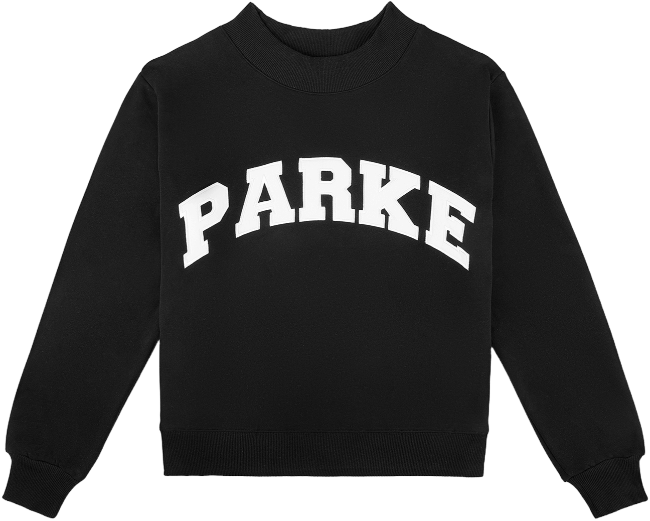 varsity mockneck flat lay -black + white