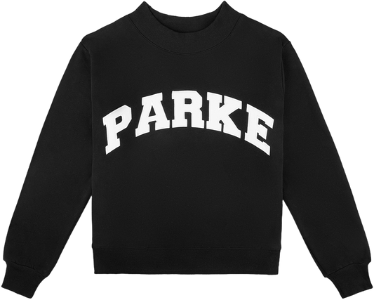 varsity mockneck flat lay -black + white