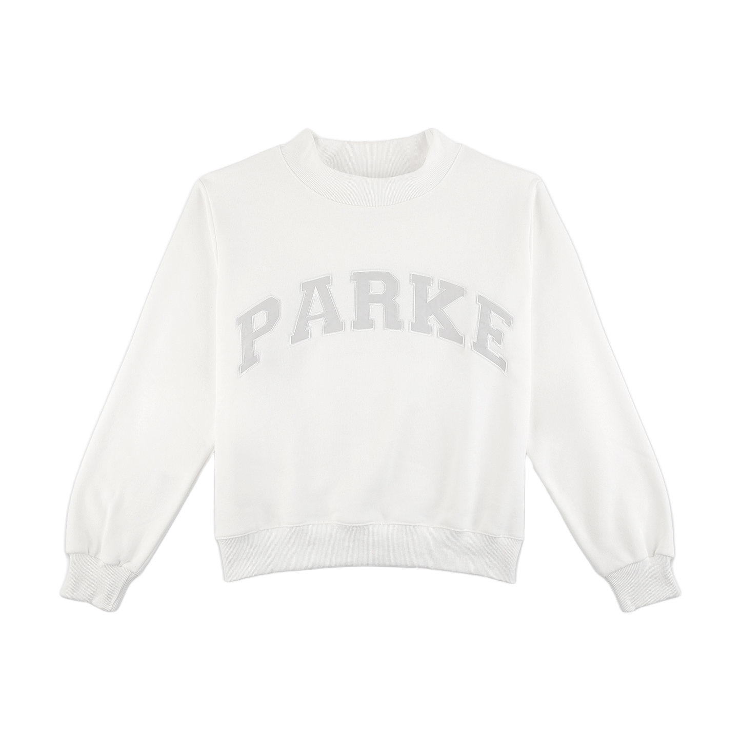 varsity mockneck flat lay -white + classic grey