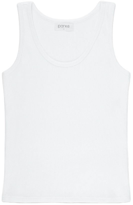 white classic tank flat lay - white