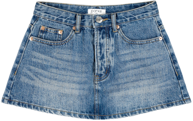 med wash denim mini skirt - med wash