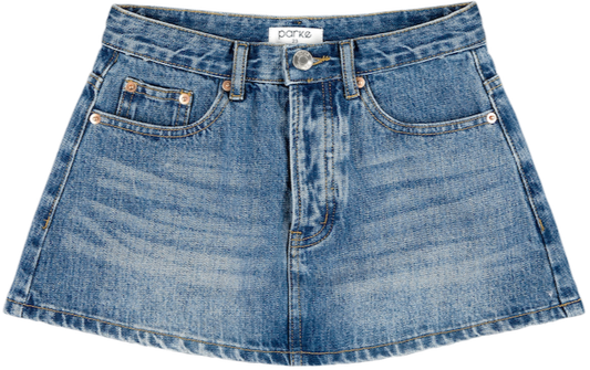 med wash denim mini skirt - med wash