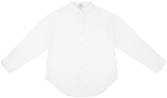 white boyfriend poplin button down flat -white