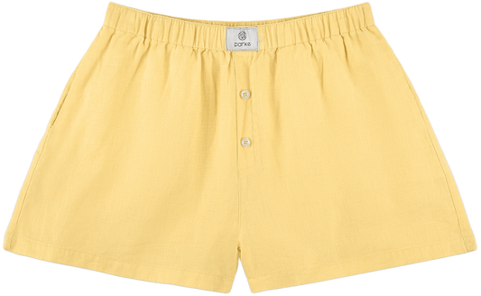 linen boxer short flat lay - sunshine