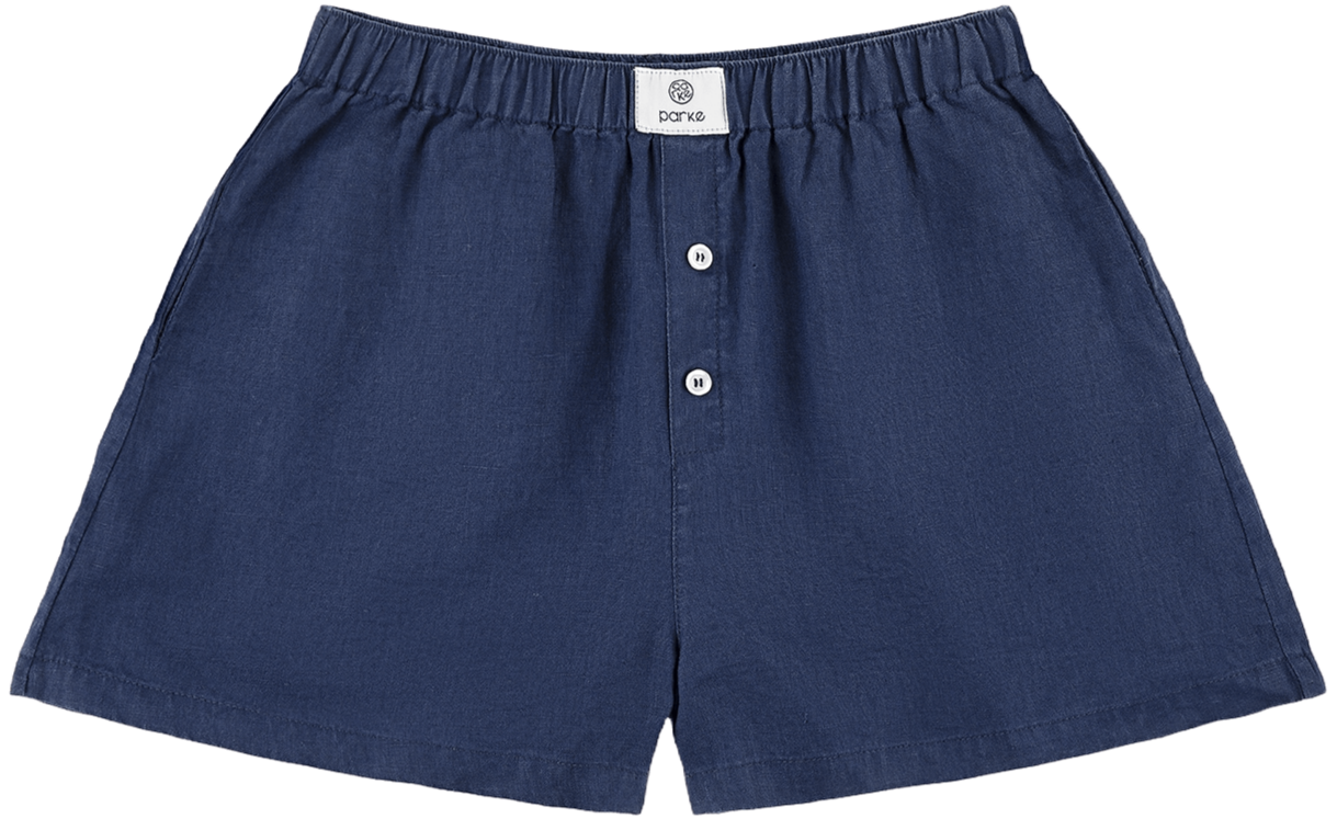 linen boxer short flat lay - midnight