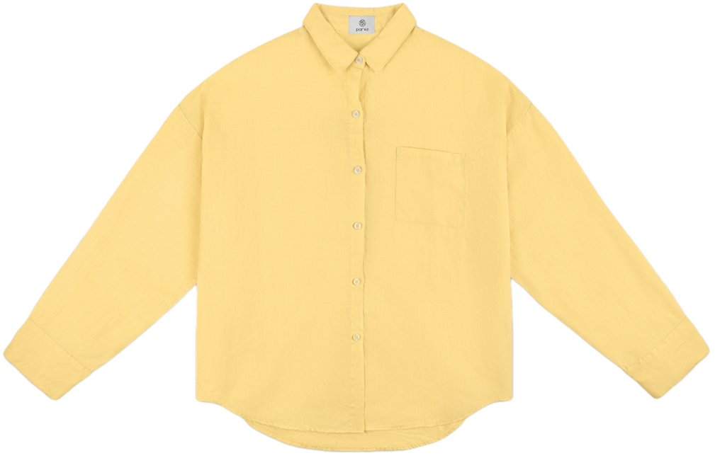 sunshine linen boyfriend button down flat lay- sunshine 
