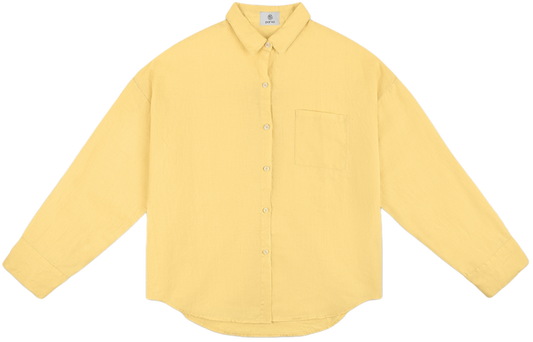 sunshine linen boyfriend button down flat lay- sunshine 