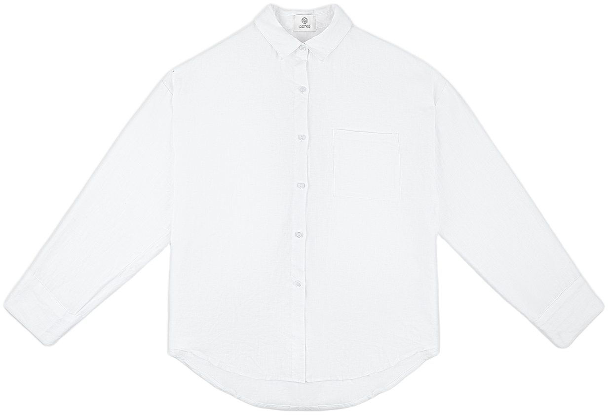 white linen boyfriend button down flat lay- white