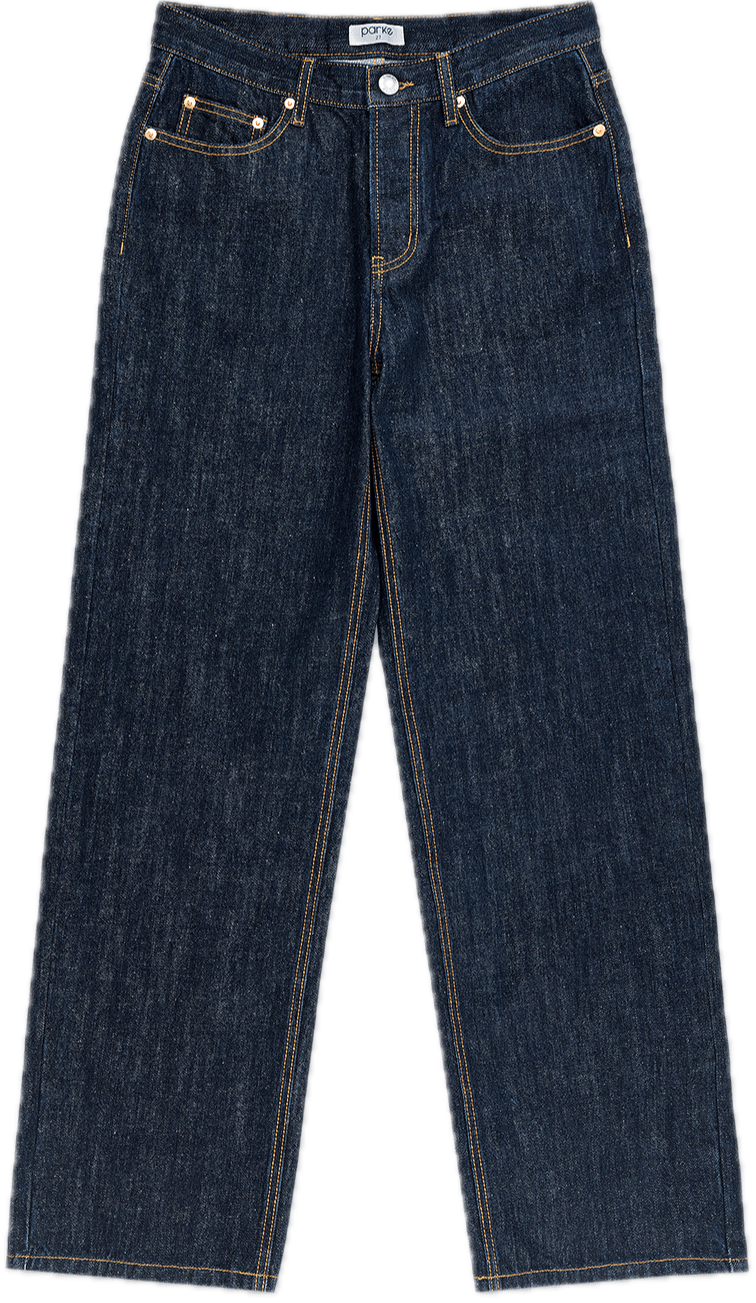 dark wash classic straight jean flat lay - dark wash