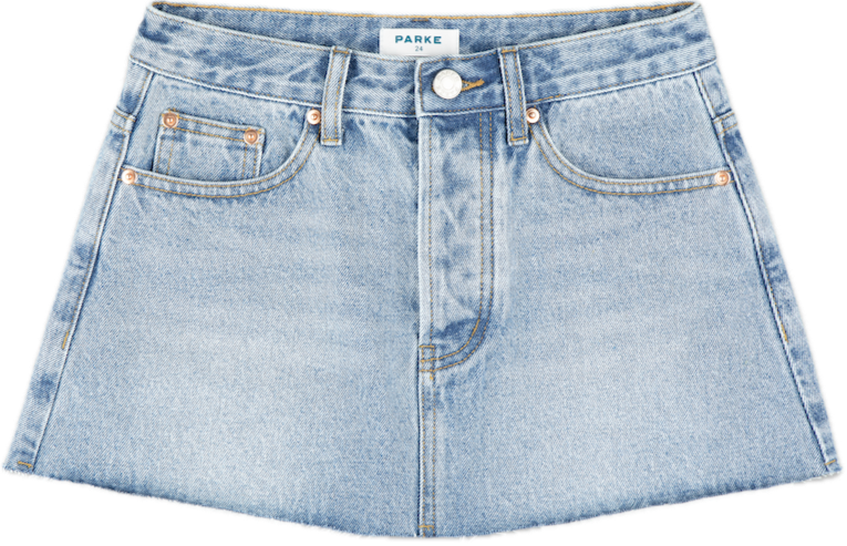 denim mini skirt flat lay -vintage wash