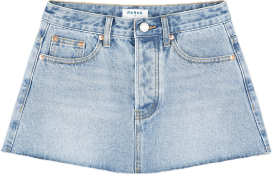 denim mini skirt flat lay -vintage wash