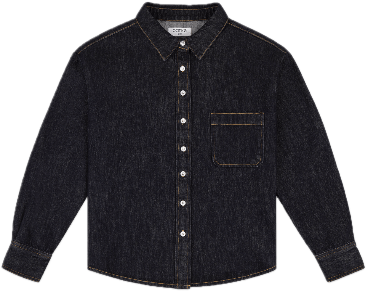 flat lay long sleeve button down - dark wash
