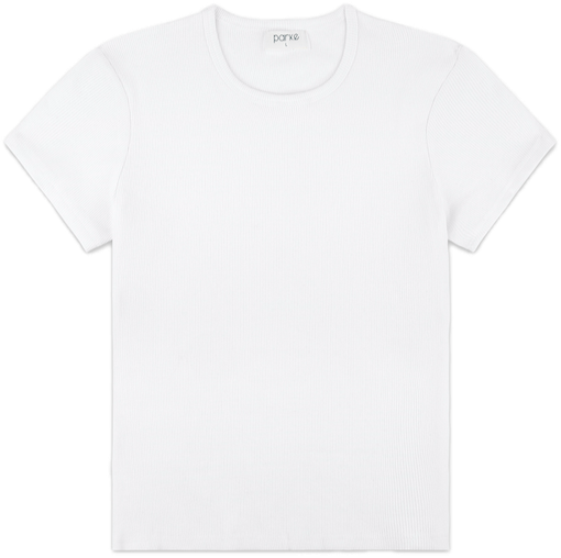 ribbed white baby tee - white
