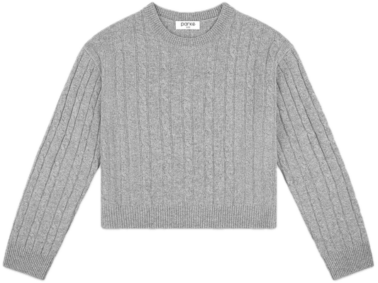 heather grey cable knit flat lay -  heather grey
