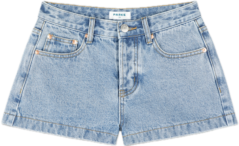denim min short flat lay -vintage wash