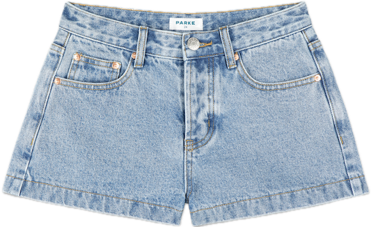 denim min short flat lay -vintage wash