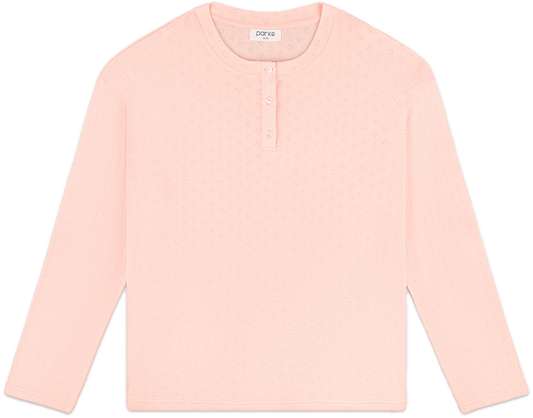 heart pointelle henley flat lay -ballet