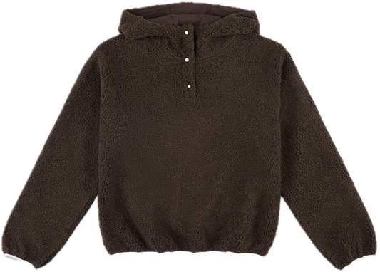 chocolate brown hooded fleece flat lay - chocolate brown