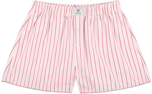light pink frill boxer short flat lay -light pink stripe
