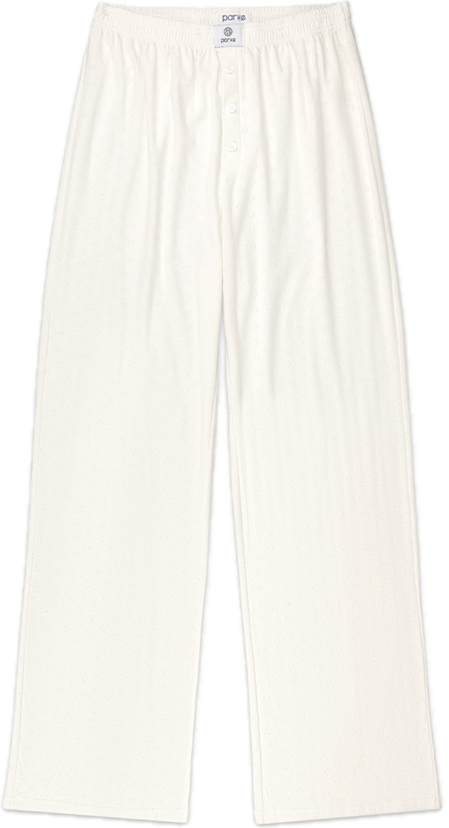 heart pointelle boxer pant flat lay -white