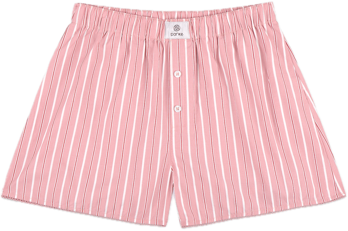 dark pink frill boxer short flat lay -dark pink stripe
