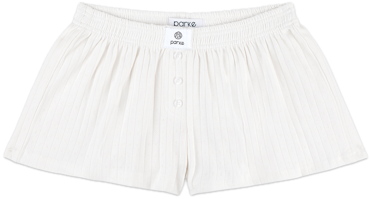 white Pointelle Shorts flat lay - white