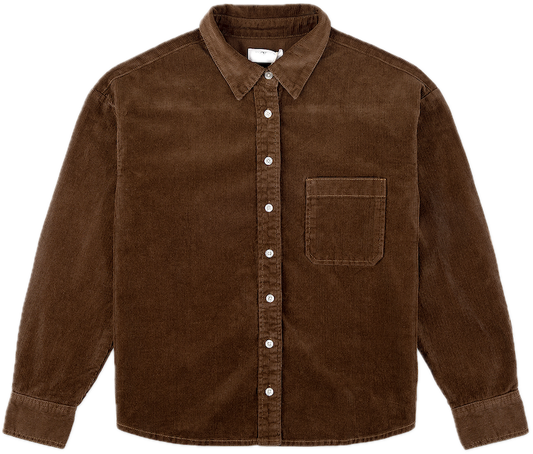 chocolate brown corduroy shirt flat lay - chocolate brown